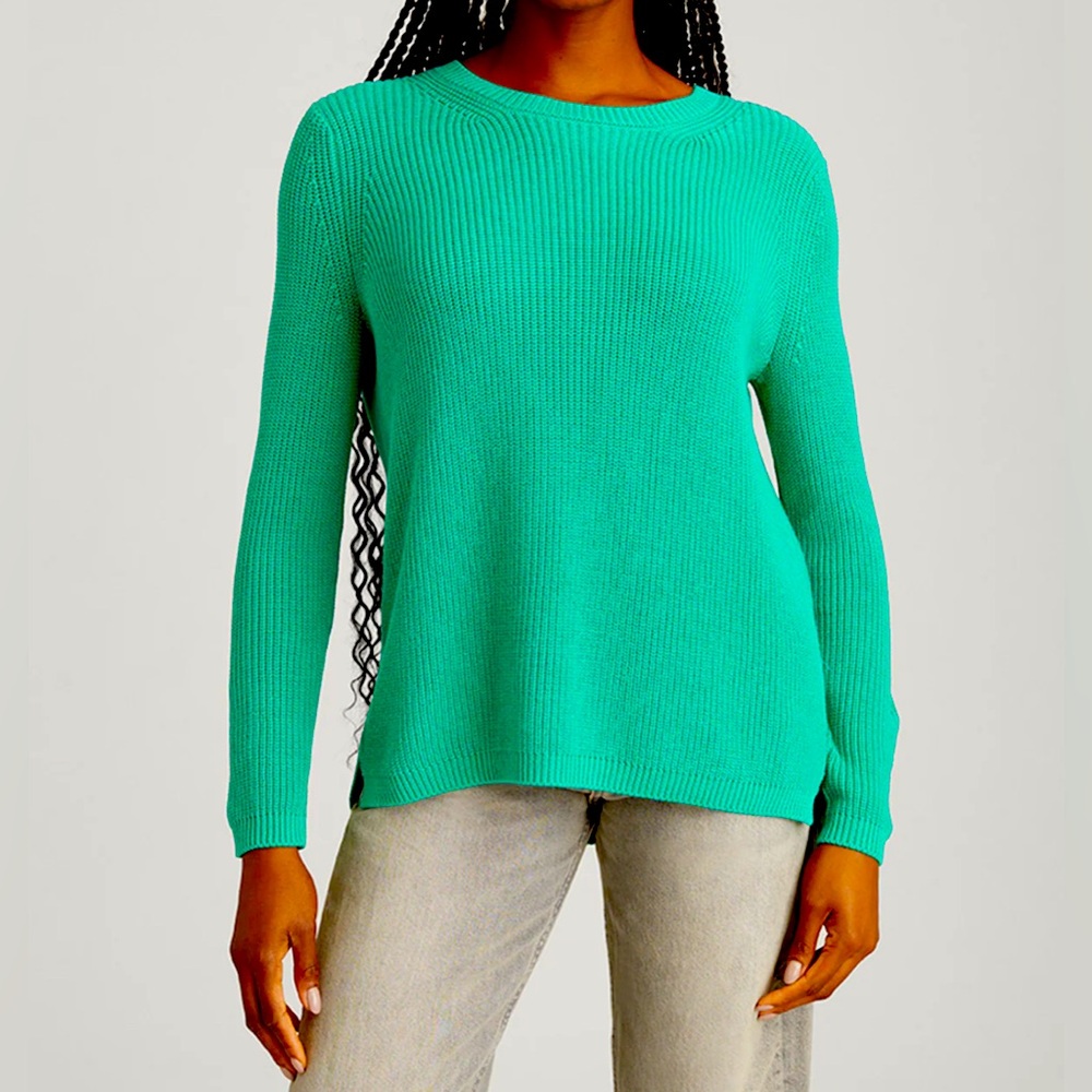 Loft Outlet Women’s Kelly Green fisherman knit Sweater Fall Winter Cotton Size M